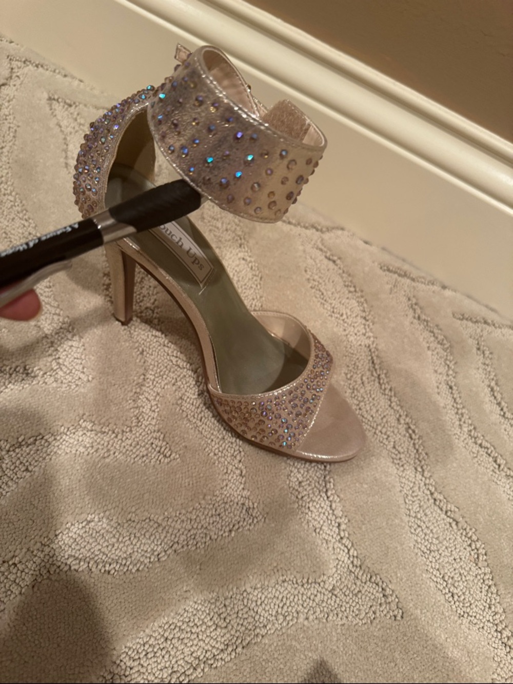 Touch Ups Champagne Crystal Ankle-Strap Stiletto